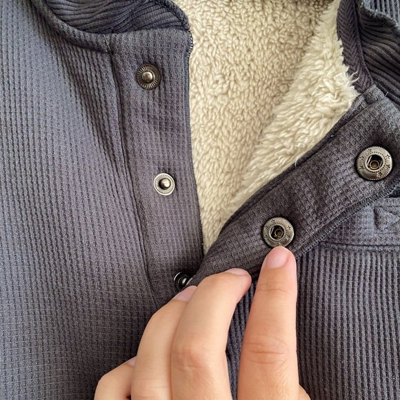 Men’s Thermal Long Sleeve Size XL Grey Shirt Snap Button Work n’ Sport - Picture 4 of 9